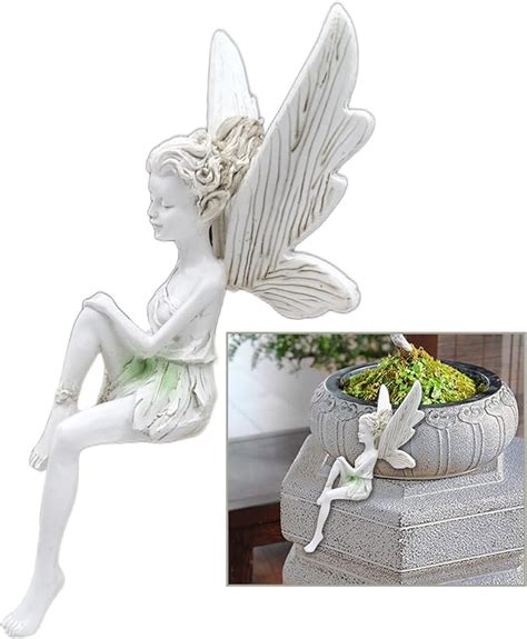 Nicpet Sitzende Fee Een Figuren Gartenfiguren Resin Gartenfee Sitzende