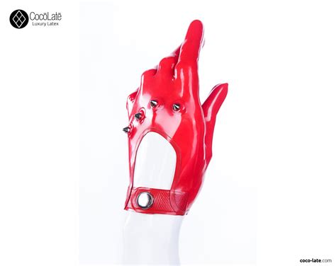 Latex Biker Gloves With Spiked Knuckles