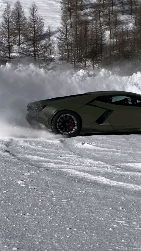 Lamborghini Revuelto Drifting in the Snow