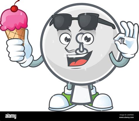 Satellite Dish Mascot Cartoon Style Eating An Ice Cream Stock Vector