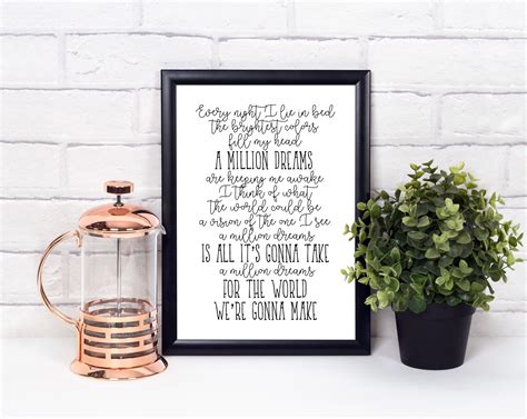 Printable Art Greatest Showman Quote Million Dreams Song Etsy Diy