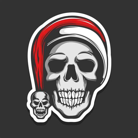 Skull Wearing Santa Claus Hat Vector Art At Vecteezy