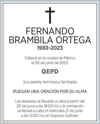 Se Or Fernando Brambila Ortega Obituario Esquela