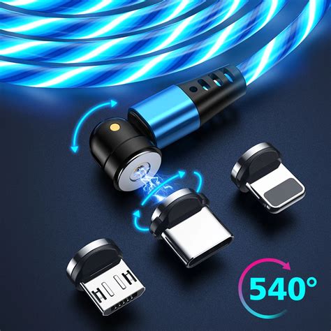 Aufu Flow Luminous Lighting Usb Magnetic Cable For Samsung Led Micro