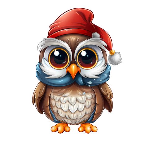 Cute Owl With Christmas Clipart Illustration Ai Generative Png