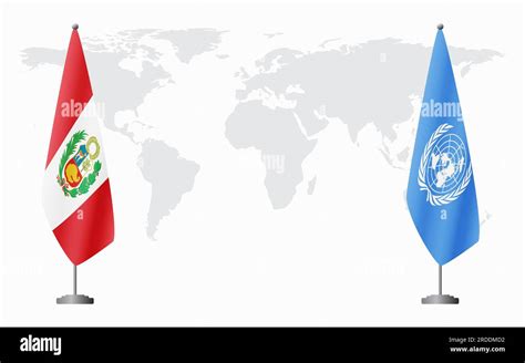 Peru And United Nations Flags For Official Meeting Against Background