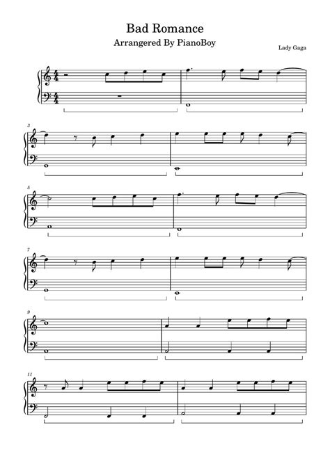 Lady Gaga Bad Romance Sheets By Pianoboy