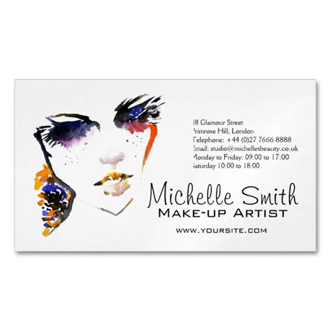 Watercolor Face Long Lashes Makeup Artist Branding Business Card Magnet Zazzle