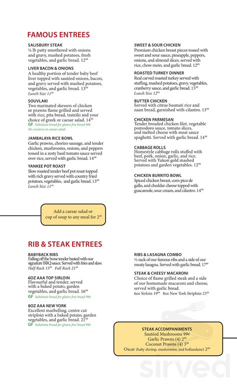 The Coquitlam Grill menu in Coquitlam, British Columbia, Canada