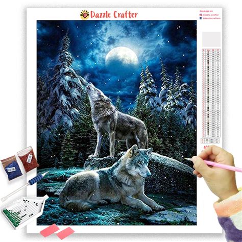 Wolves Diamond Painting Kit Full Drill Howling Wolves Diamond Etsy