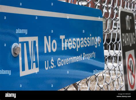 No Trespassing Sign At Tva Powerhouse 2 On The Ocoee River Stock Photo
