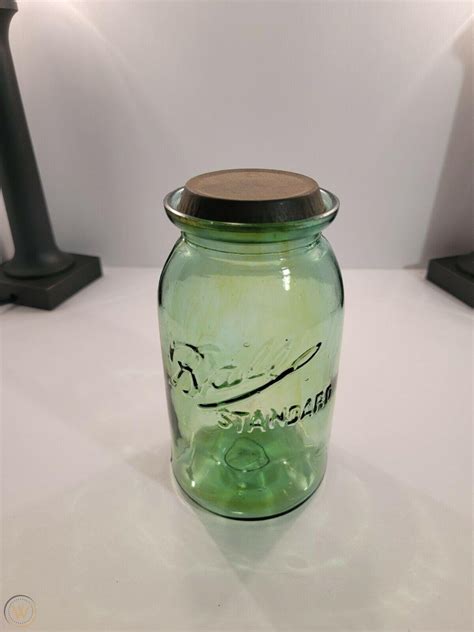 Antique Ball Standard Mason Fruit Jar One Quart Green Color Wax Sealer 3882986439