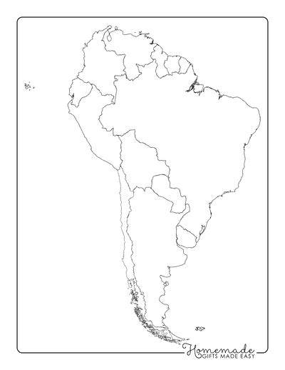 Free Printable Blank Map Of South America