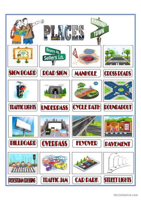 Places Around Town - Pictionar…: English ESL worksheets pdf & doc