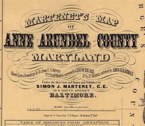 Anne Arundel County Maryland 1860 Old Wall Map Reprint With | Etsy