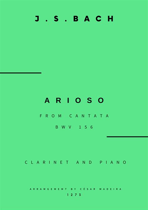 Arioso Bwv Bb Clarinet And Piano Full Score And Parts Arr