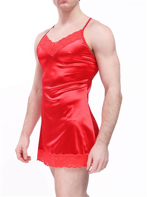 Mens Red Satin And Lace Nightie Satin Lingerie For Men Xdress Uk