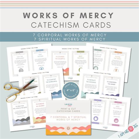 Works of Mercy Catholic Catechism Cards Spiritual and Corporal Works of ...