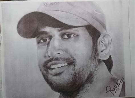 Pencil Sketch Of Ms Dhoni Capturing The Essence Of A Cricket Legend