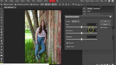Photopea Hue Saturation Demonstration YouTube