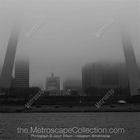 The St Louis Arch under Heavy Fog cityscape black and white Images