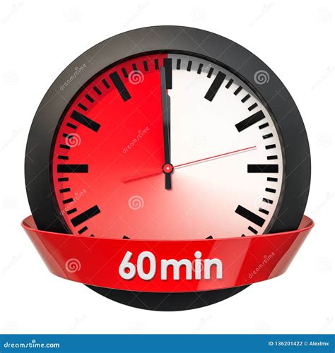 Cara De Reloj Con El Contador De Tiempo De 60 Minutos Representación 3d