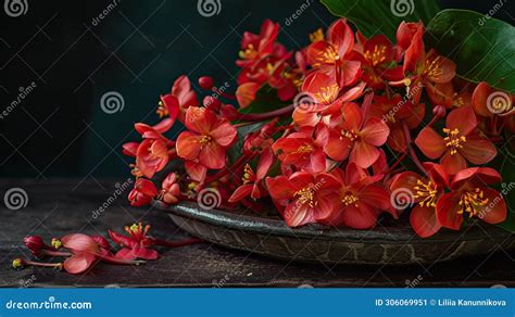 Myanmar S Thingyan Flower Also Known As Padauk Delicately Arranged On