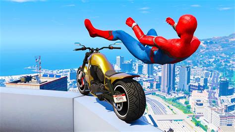 GTA 5 Spiderman Epic Bike Jumps 8 Spider Man Stunt Fails Gameplay