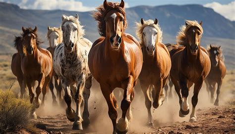 Premium AI Image | Wild Herd of Mustangs in CloseUp