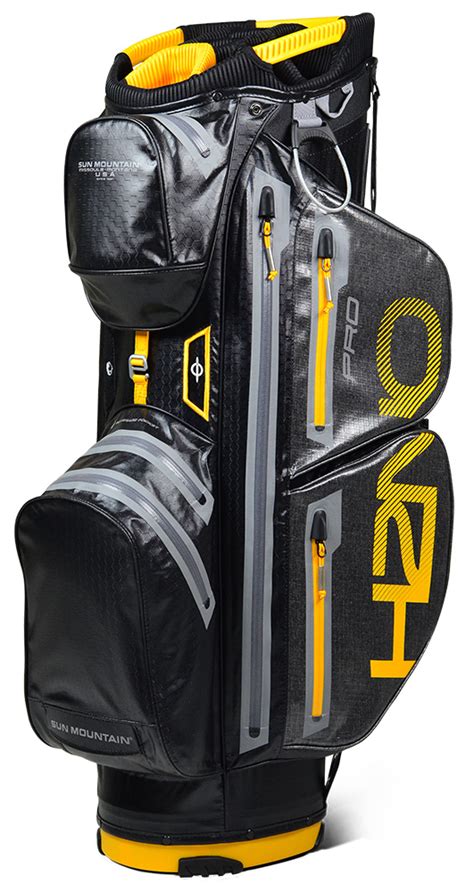 Sun Mountain H2NO Pro Waterproof Cartbag 2019 Schwarz Gelb Grau Golf