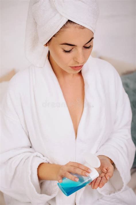 Girl Holding Skincare Product Stock Photo Image Of Freshness Face