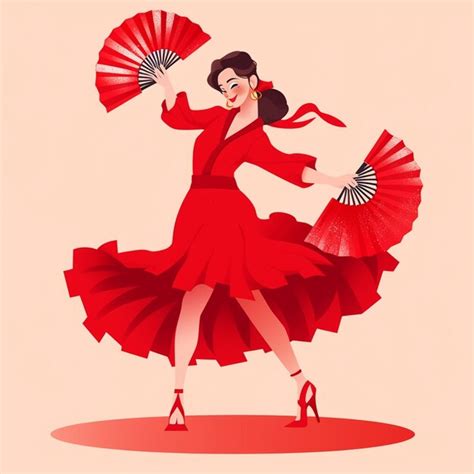 Premium Photo Araffe Woman In Red Dress Holding A Fan And A Red Fan Generative Ai