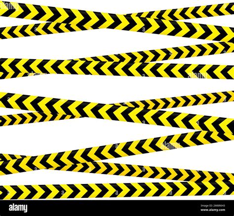 Crossed Caution Tape Set Yellow And Black Warning Stripes Repeated