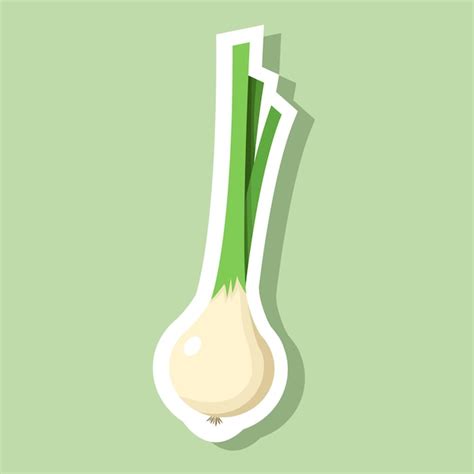 Premium Vector Green Onion Illustration Simple Sticker