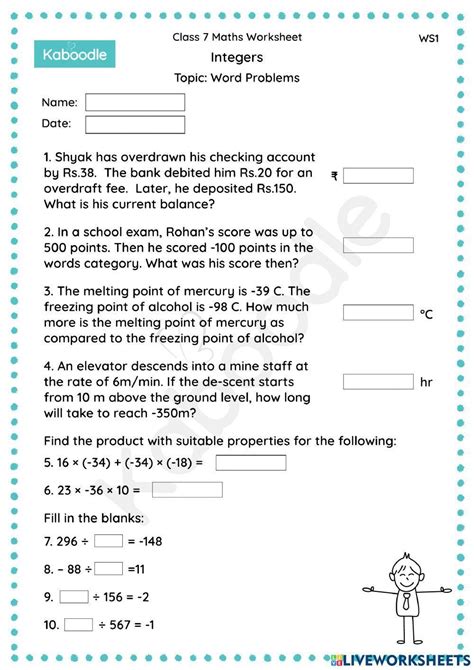 Integers Word Problems