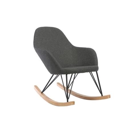 Miliboo Fauteuil Relax Rocking Chair Tissu Gris Anthracite Pieds