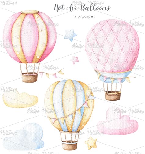 Watercolor Hot Air Balloons By Alesya Pytskaya Illustrations