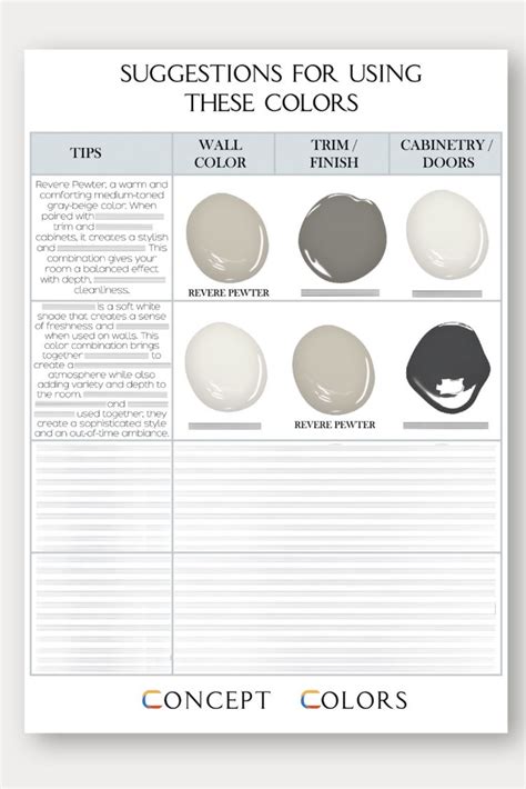 Revere Pewter Paint Palette Benjamin Moore Natural Colors Etsy