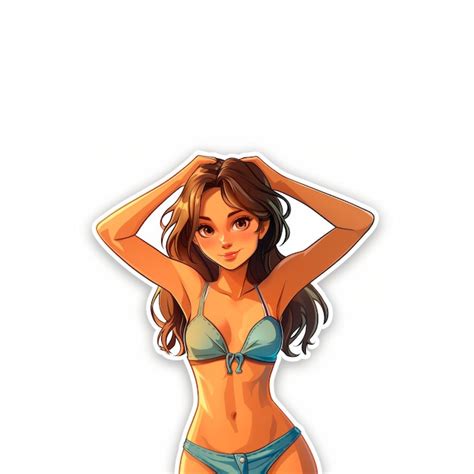 Premium Photo Woman In Bikini With Hands On Head Generative AI