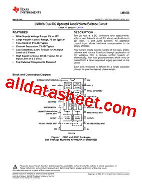 LM1036N NOPB 数据表 PDF Texas Instruments