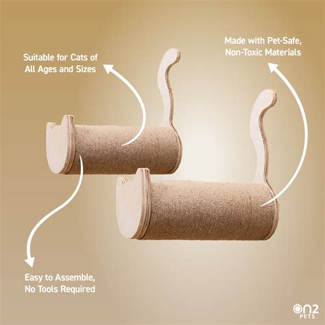 Wall Mounted Scratcher Cat Steps With Sisal Rope Floating Cat Wall