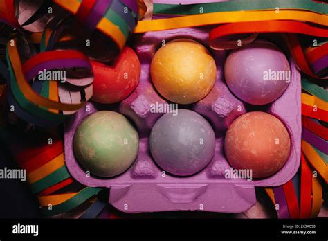 Painted Easter Eggs In Violet Box Flatly Egg Decorating LGBT Gay Vibrant Colors Stock Photo Alamy