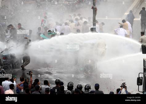 Police Uses Water Canon Vehicle To Disperse Protesters During Protest