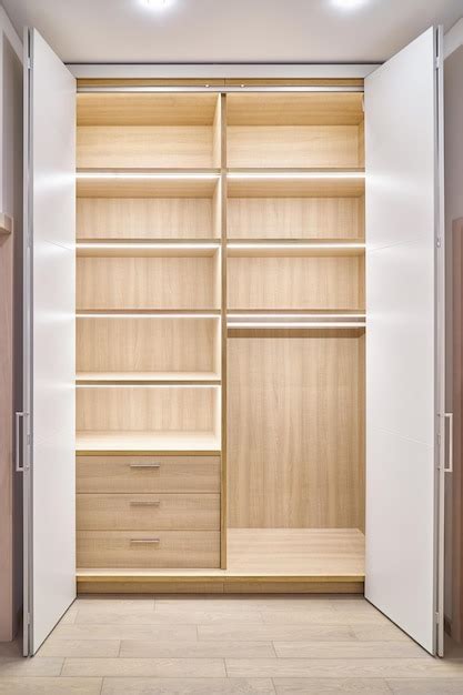 Premium Photo Wardrobe With Led Lighting And Folding Doors Inner