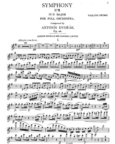 Symphony No 8 In G Op 88 Violin 1 Sheet Music By Antonín Dvořák