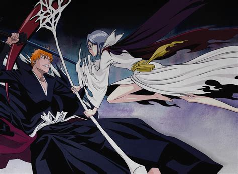 Bleach Hd Wallpaper Rukia Kuchiki And Ichigo Kurosaki In Action