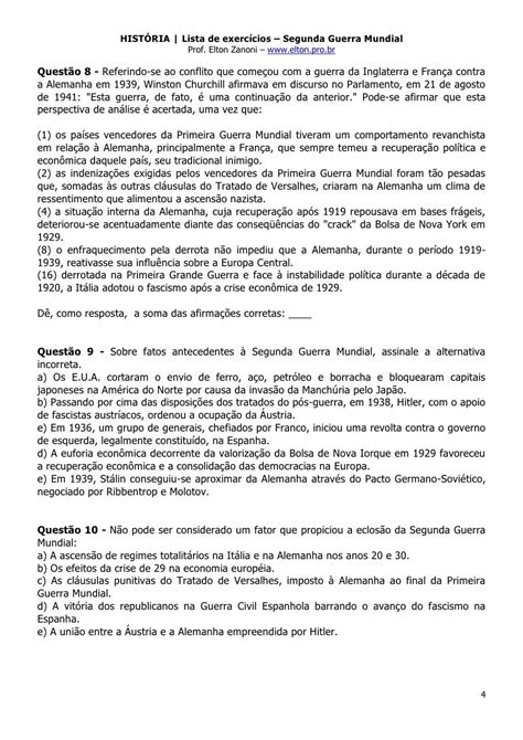 Questões Da Segunda Guerra Mundial