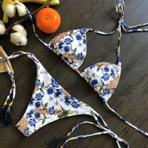 Maillot de bain brésilien MK couleurs Micro Bikini Col licou Blanc Cdiscount
