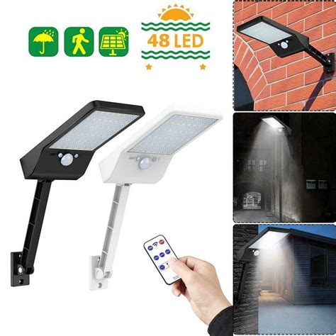 New 48 Led Solar Wall Light Pir Motion Sensor Outdoor Yard Street Lamp Waterproof With Remote