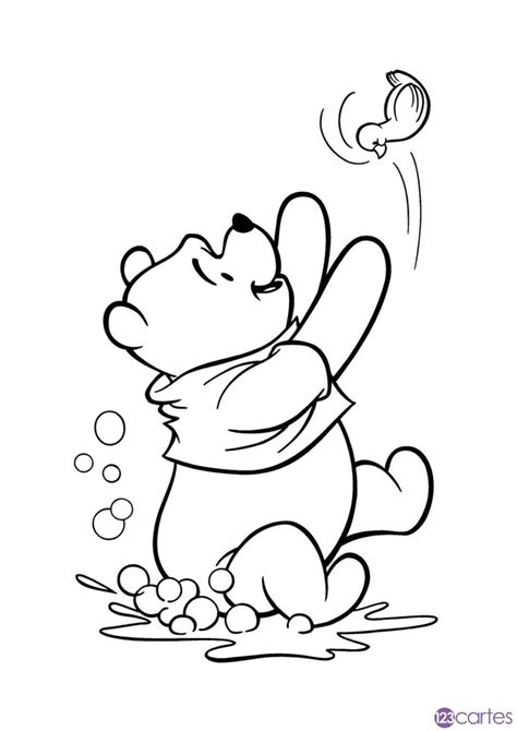 Winnie L Ourson Prend Un Bain Avec Son Petit Canard Dessin Imprimer